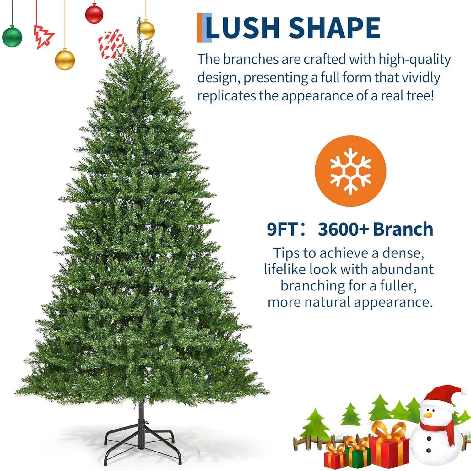 HiMISS Pre-Lit Artificial Christmas Tree — Festive LED Lighting & Foldable Stand