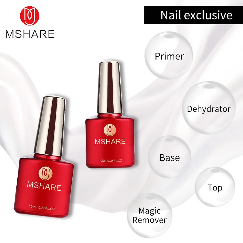 mshare Professional Gel Nail Supplies — Base, Top, and Primer Options