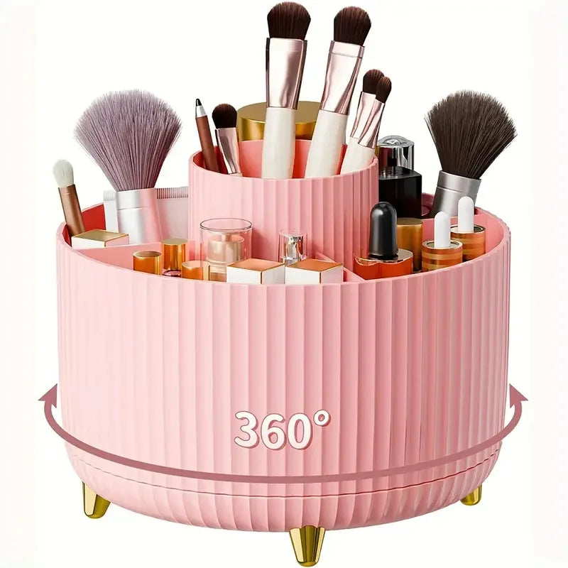 RONSLORE 360° Rotating Makeup Brush Holder — 5-Slot Desktop Organizer