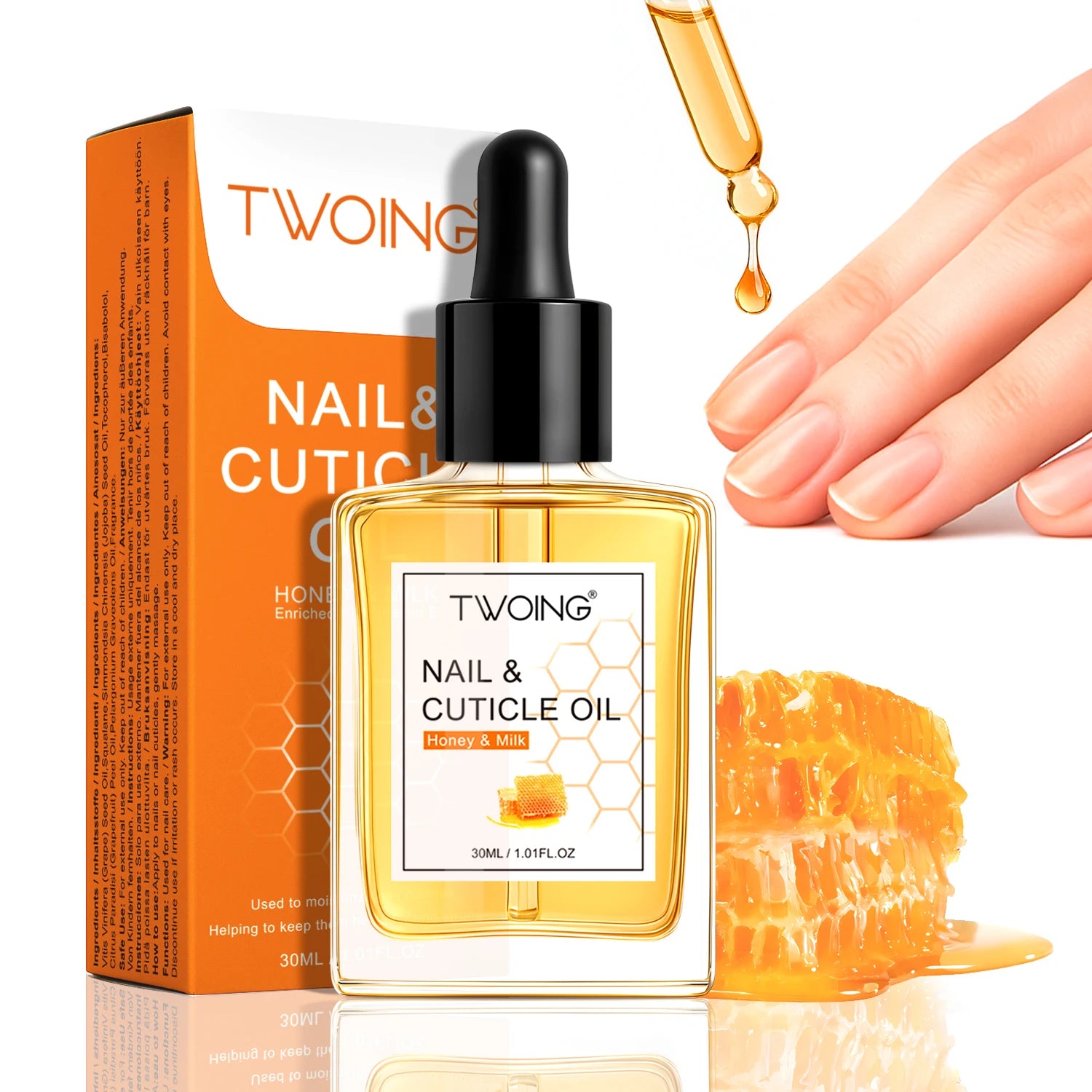 TWOING Honey Milk Cuticle Oil — Nourishing Nail Treatment for Dry Skin