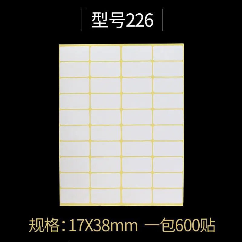 White Blank Adhesive Paper Labels — Writable Stationery Stickers, 15 Sheets