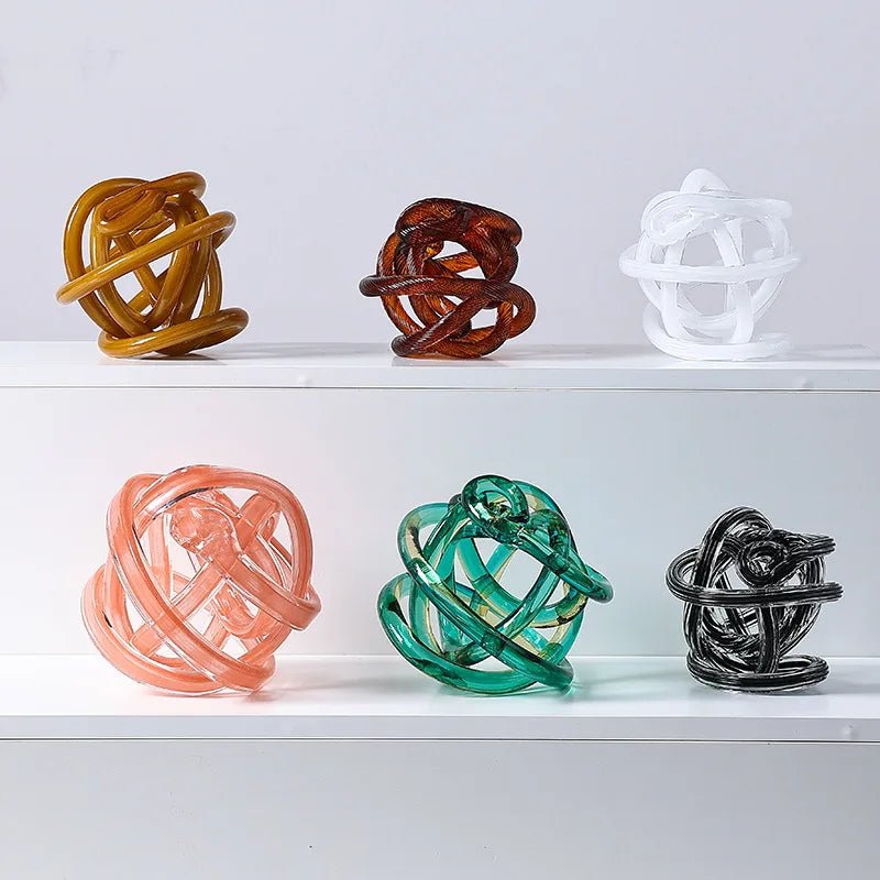 Handmade Glass Knot Figurine — Twisted Ball Decorative Ornament