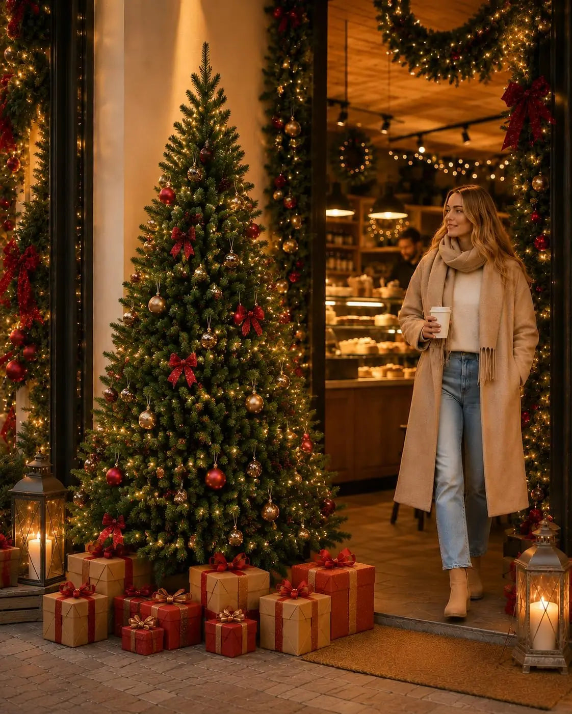 Artificial Pine Christmas Tree — Lush Greenery with Dual-Color LED Lights