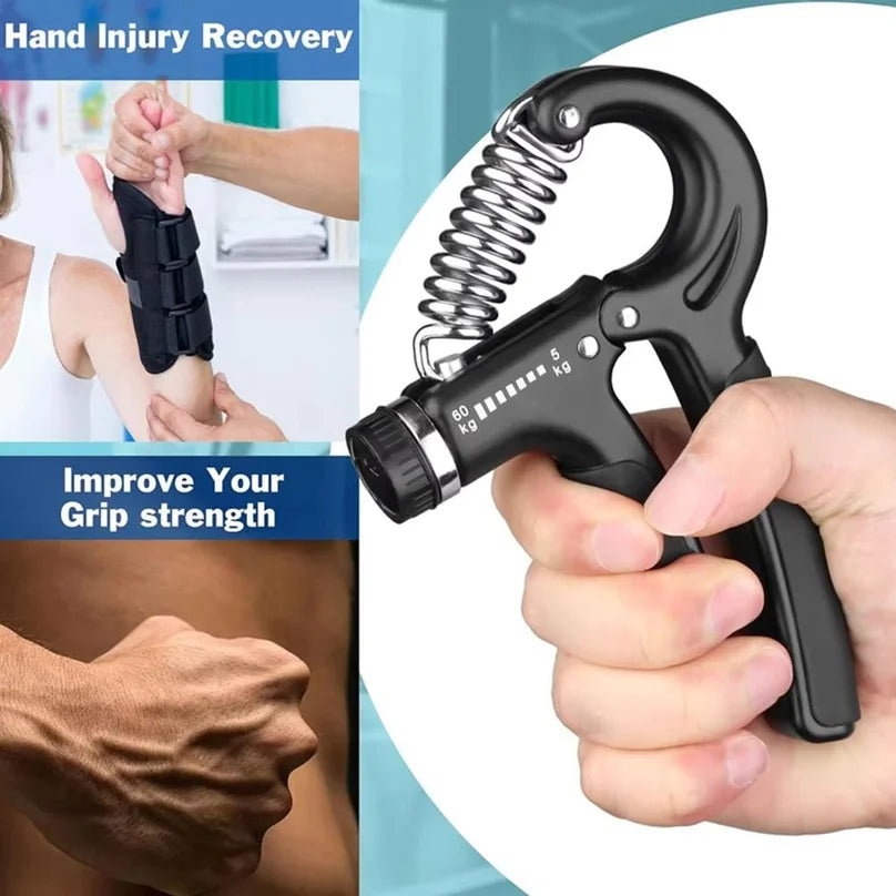 Adjustable Grip Strength Trainer — Forearm and Wrist Exerciser, Black