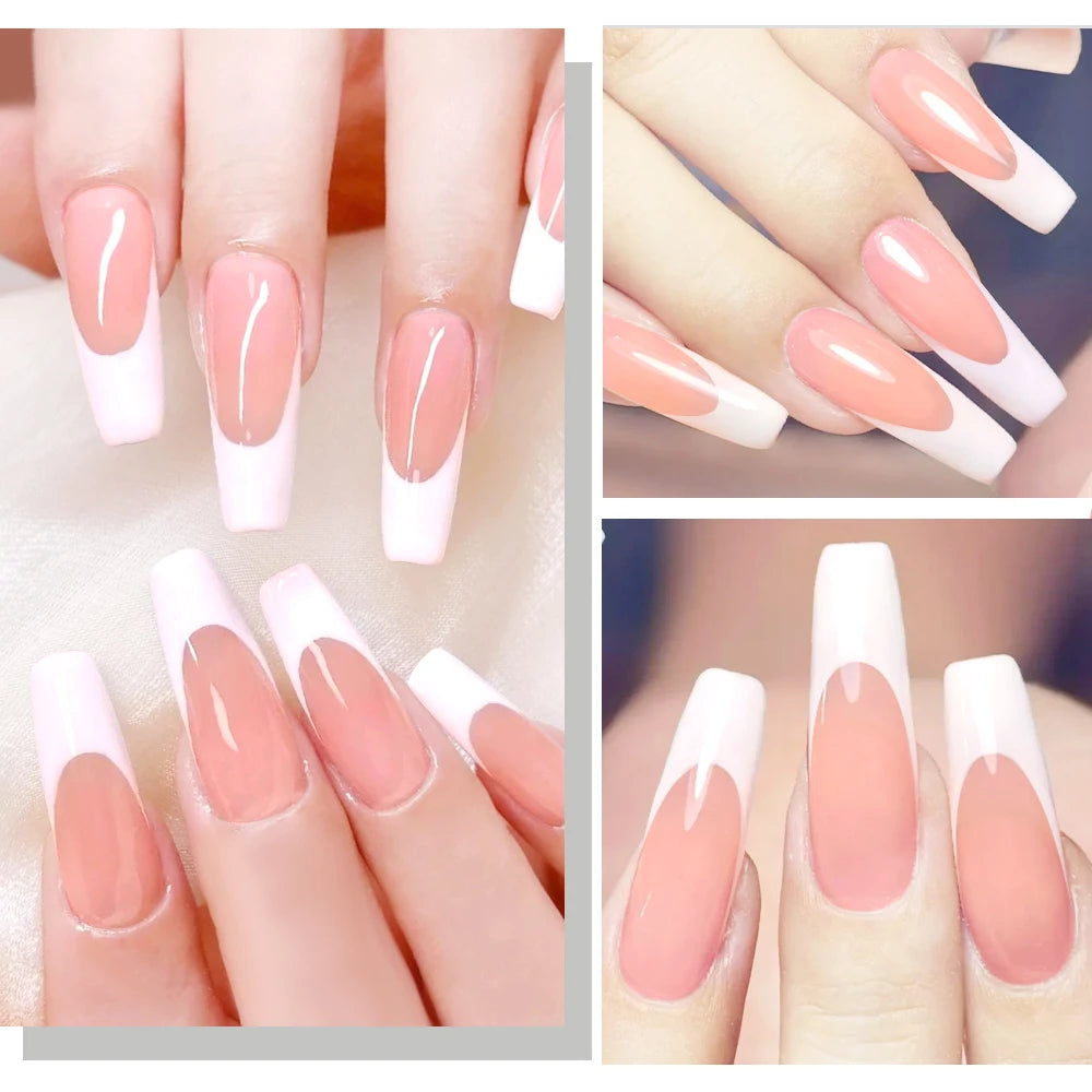 MAFANAILS Pink French Press On Nails — Long Square Full Cover Set