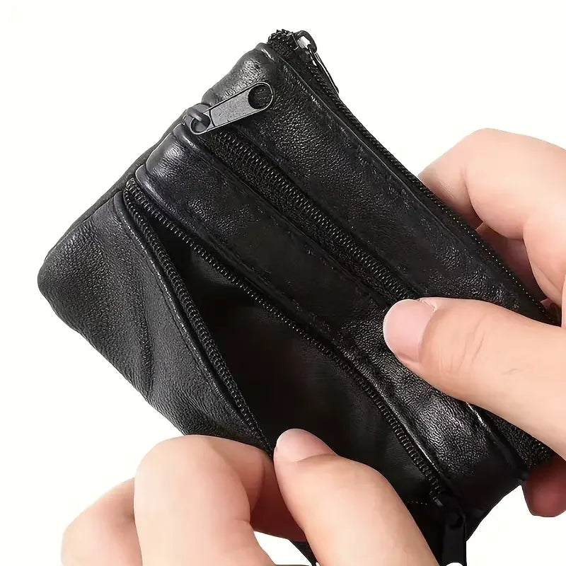 Compact PU Leather Coin Purse — Small Zippered Wallet & Key Holder