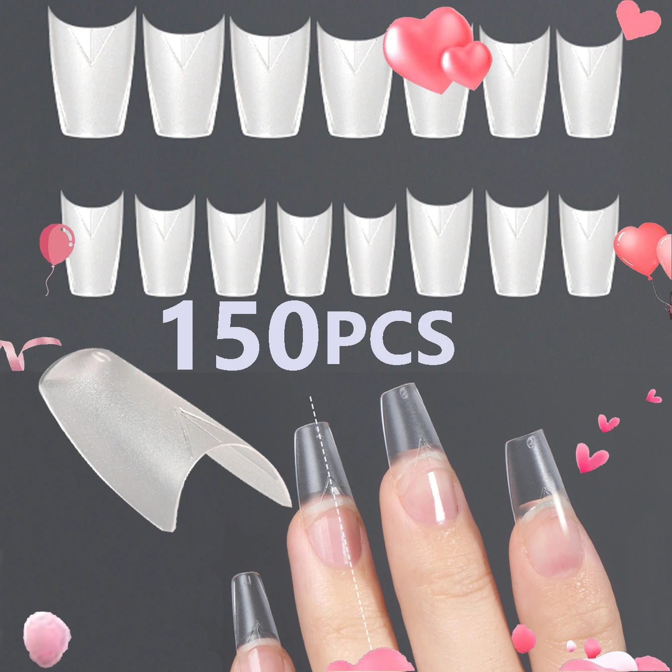 ARTAUG 150Pcs Clear Press On Toenails — Full Cove Nail Set with Glue Kit