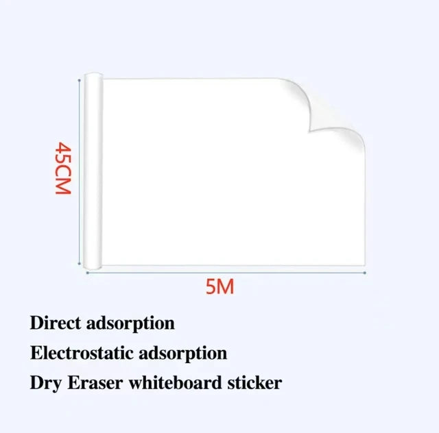Reusable Static Whiteboard Sticker — Damage-Free Wall Mountable Writing Surface