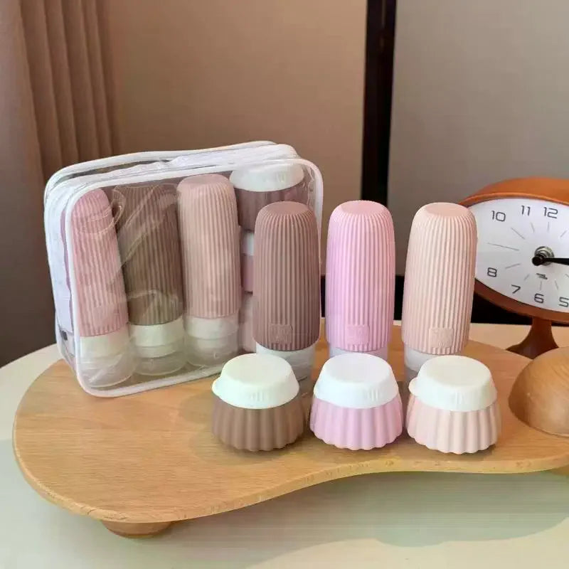 Silicone Travel Toiletry Bottle Set — Leak-Proof Containers With Clear Pouch