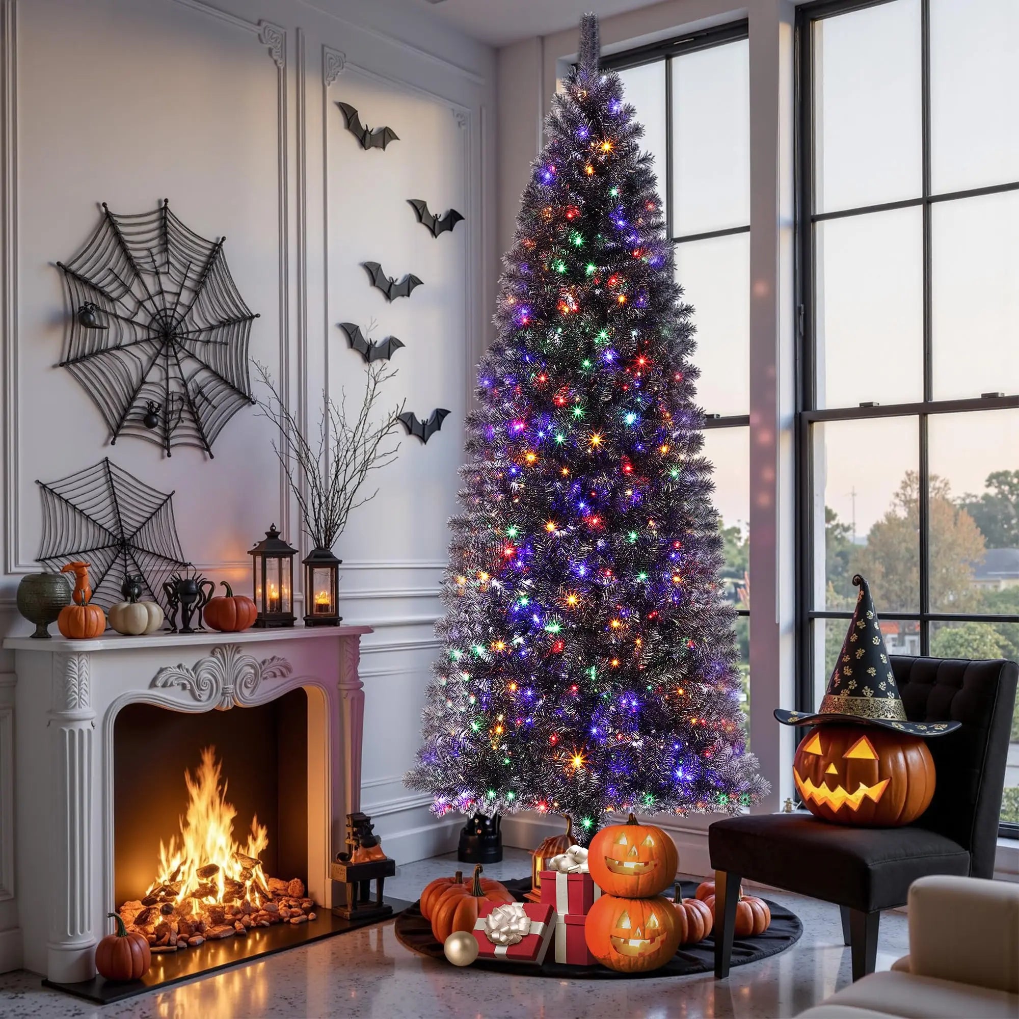 GAOMON Pre-Lit Slim Pencil Christmas Tree — Space-Saving Holiday Decor