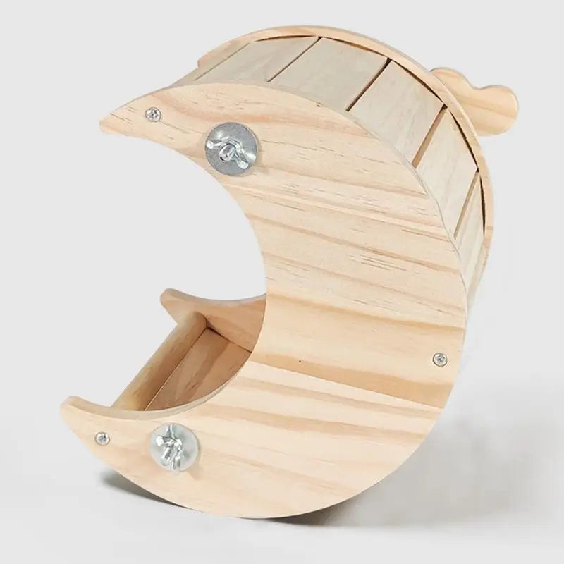 Wooden Moon-Shaped Pet Hideaway — Cozy Small Animal Shelter