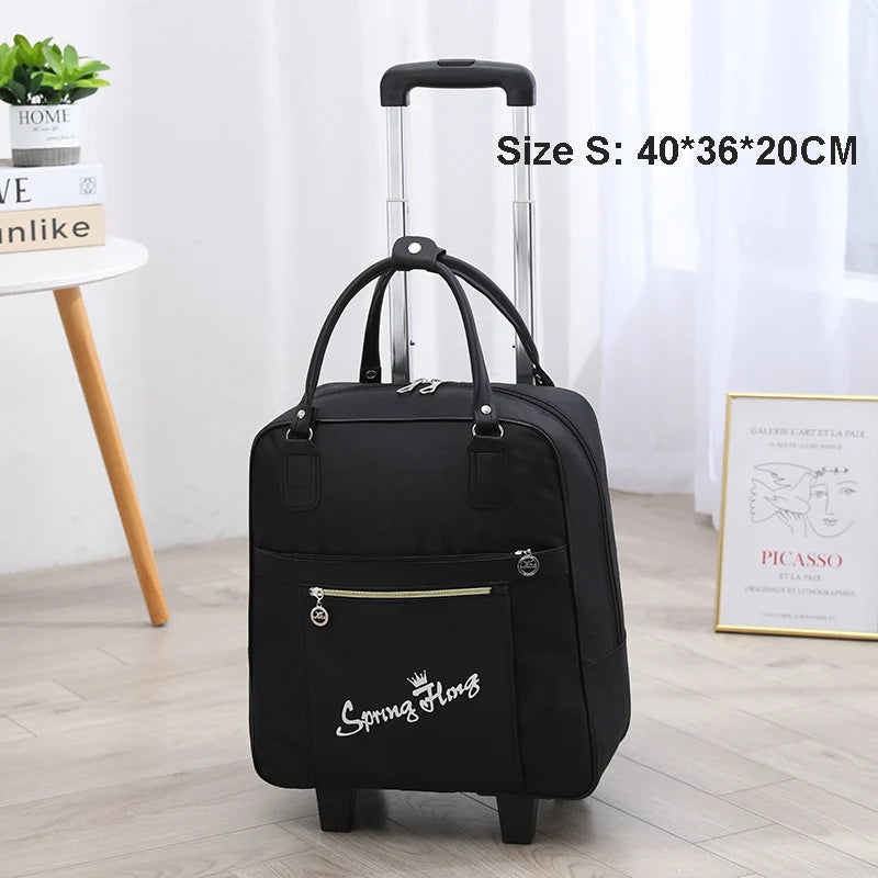 Rolling Travel Luggage Bag — Waterproof Oxford Cloth Suitcase with Wheels