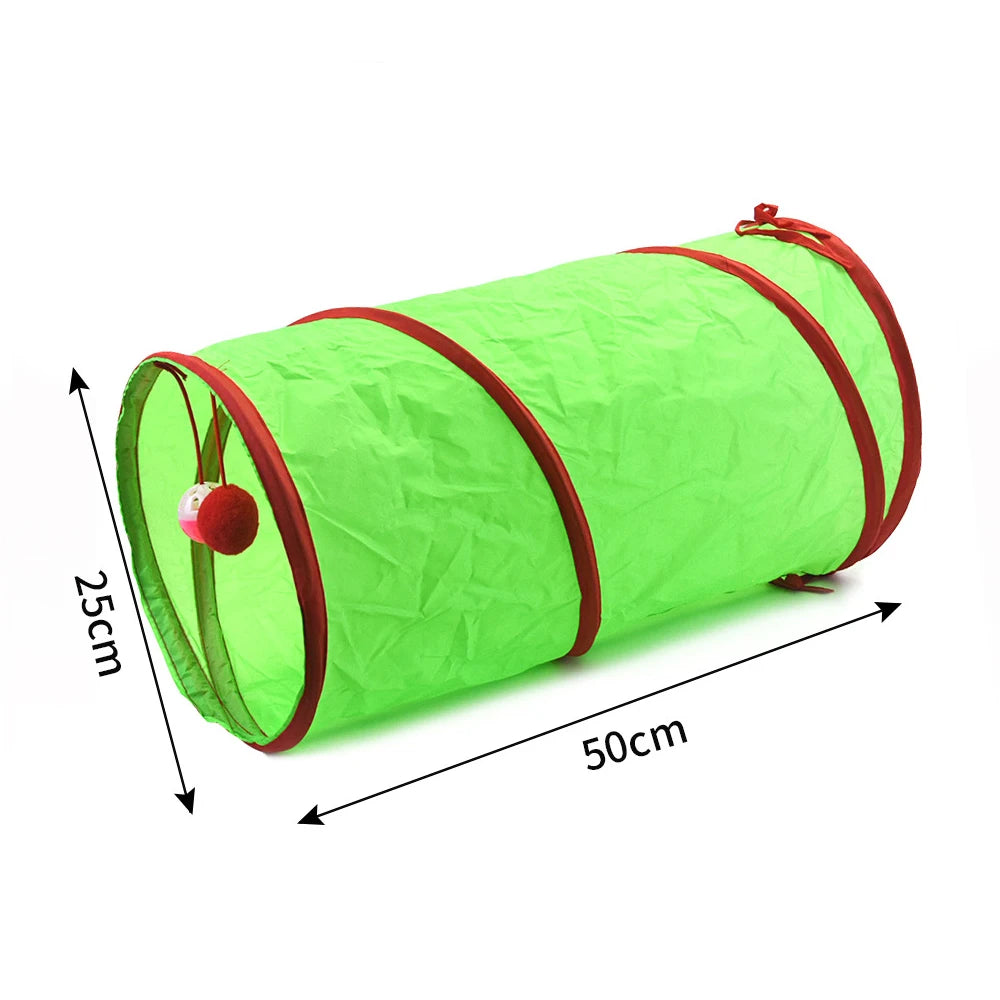 Christmas Cat Tunnel Toy — Foldable Interactive Play Tube for Kittens