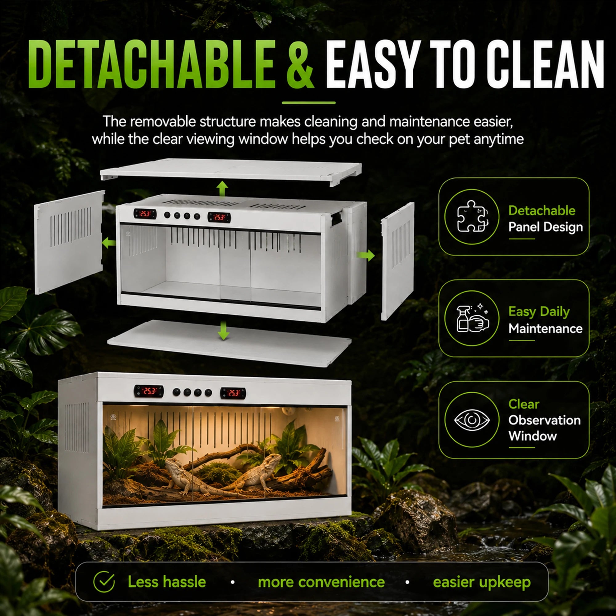 Reptile Terrarium Habitat — Stackable PVC & Tempered Glass Enclosure