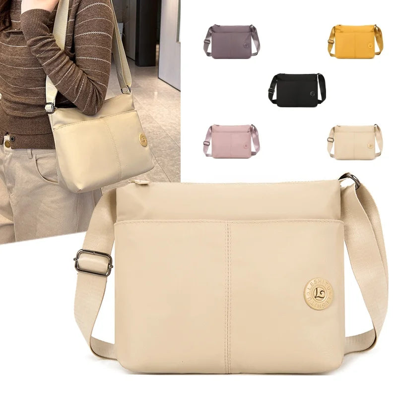 Women's Lightweight Nylon Crossbody Bag — Waterproof Multi-Pocket Shoulder Purse