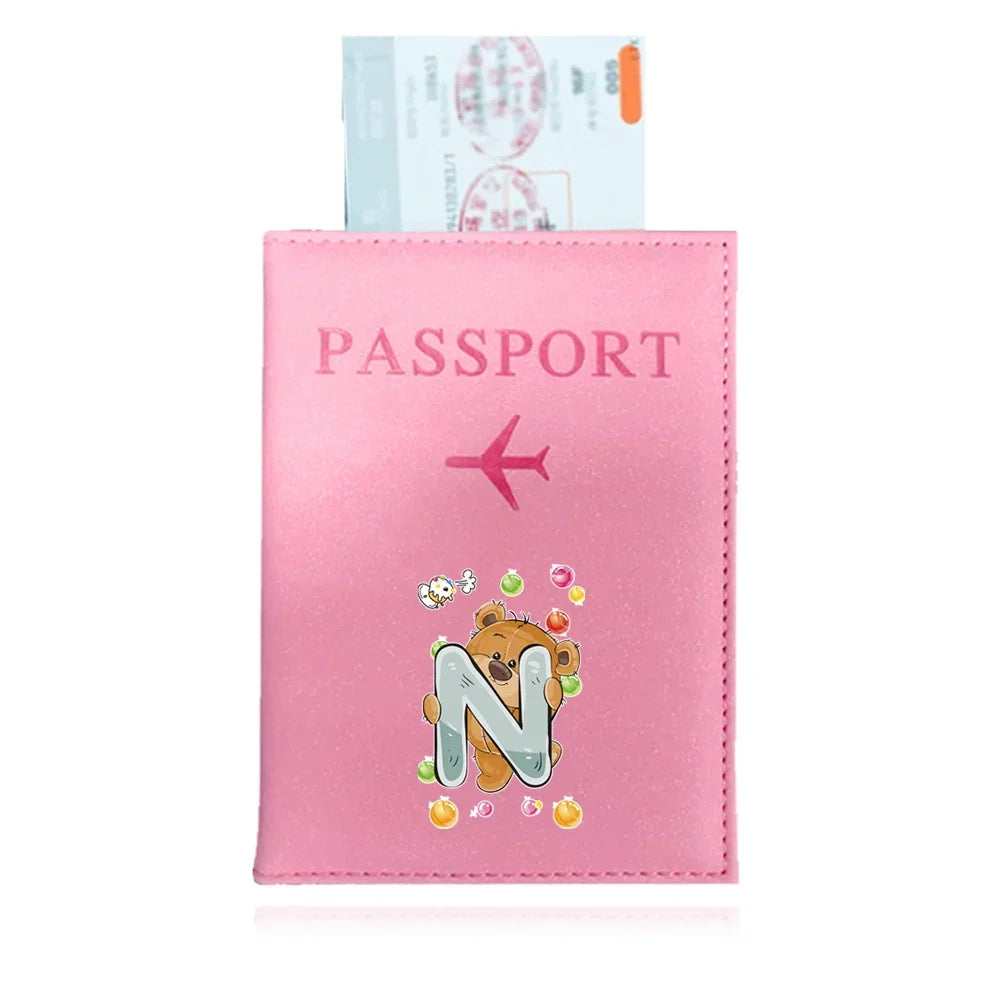 Bear Pattern Passport Cover — Protective PU Leather Travel Holder