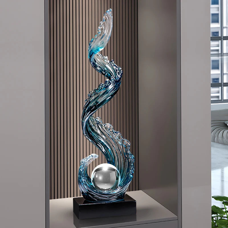Abstract Resin Sculpture Decor — Modern Vertical Art for Living Room