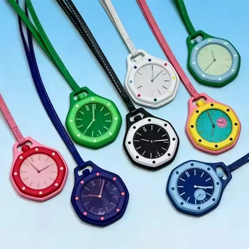 Silicone Pocket Watch with Sling — Portable Quartz Timepiece, Multicolor
