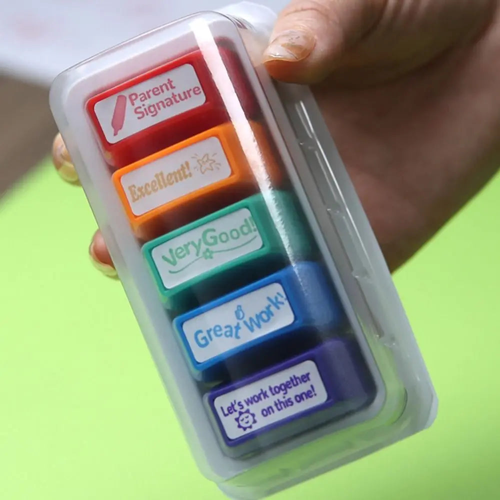 Teacher Auto-Refilling Stamp Set — Classroom Grading & Signature Kit