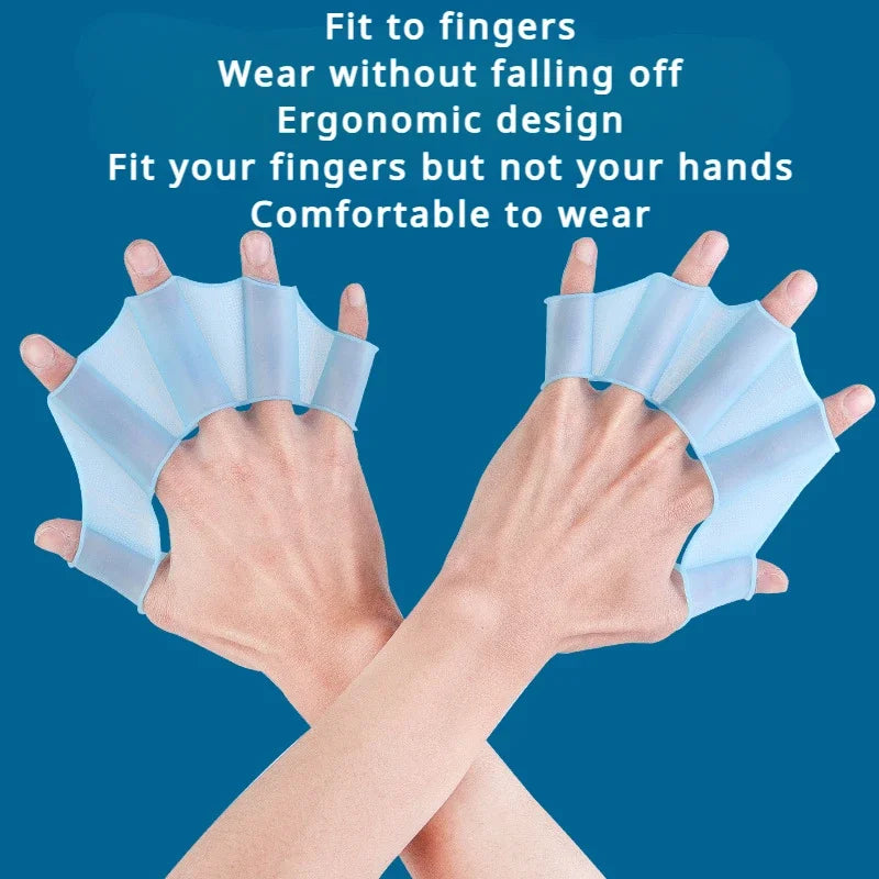 Silicone Swimming Hand Paddles — Training Webbed Gloves for Swimmers