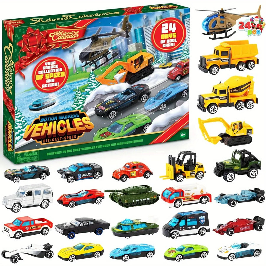 Joyfy Christmas Vehicle Advent Calendar — 24 Day Countdown Diecast Car Set