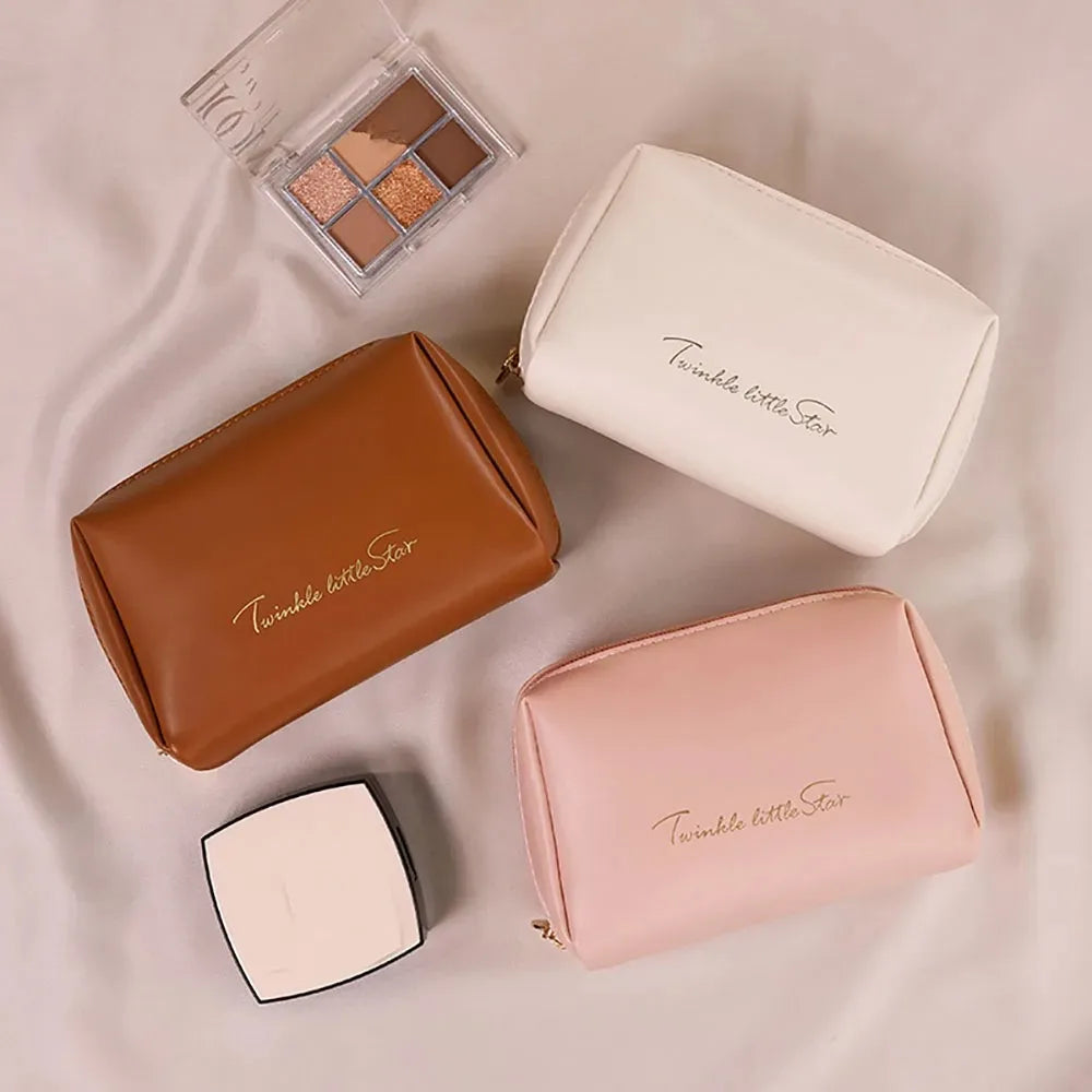 RANCAI Travel Cosmetic Bag — Waterproof PU Leather Makeup Organizer