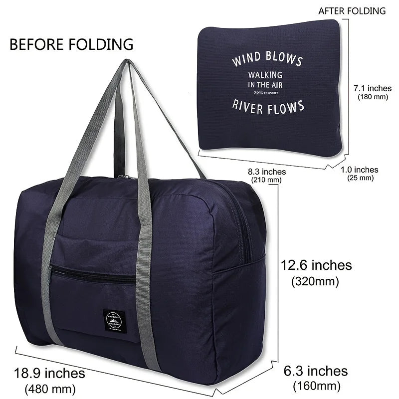 Foldable Travel Duffel Bag — Lightweight 25L Weekender with Trolley Sleeve