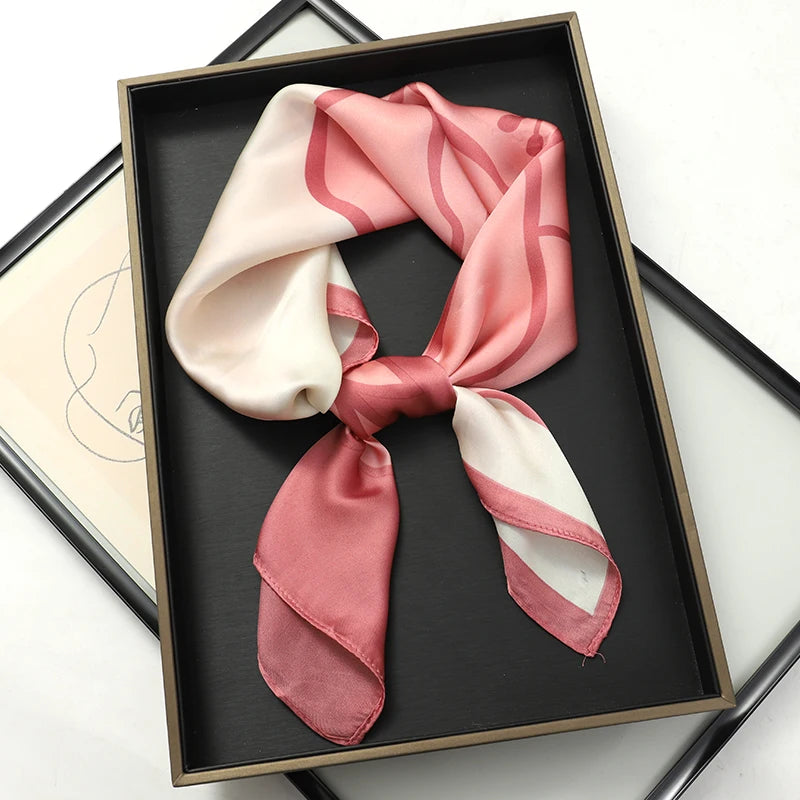 SENAIFEI Printed Silk Scarf — Luxury Square Shawl & Decorative Headband