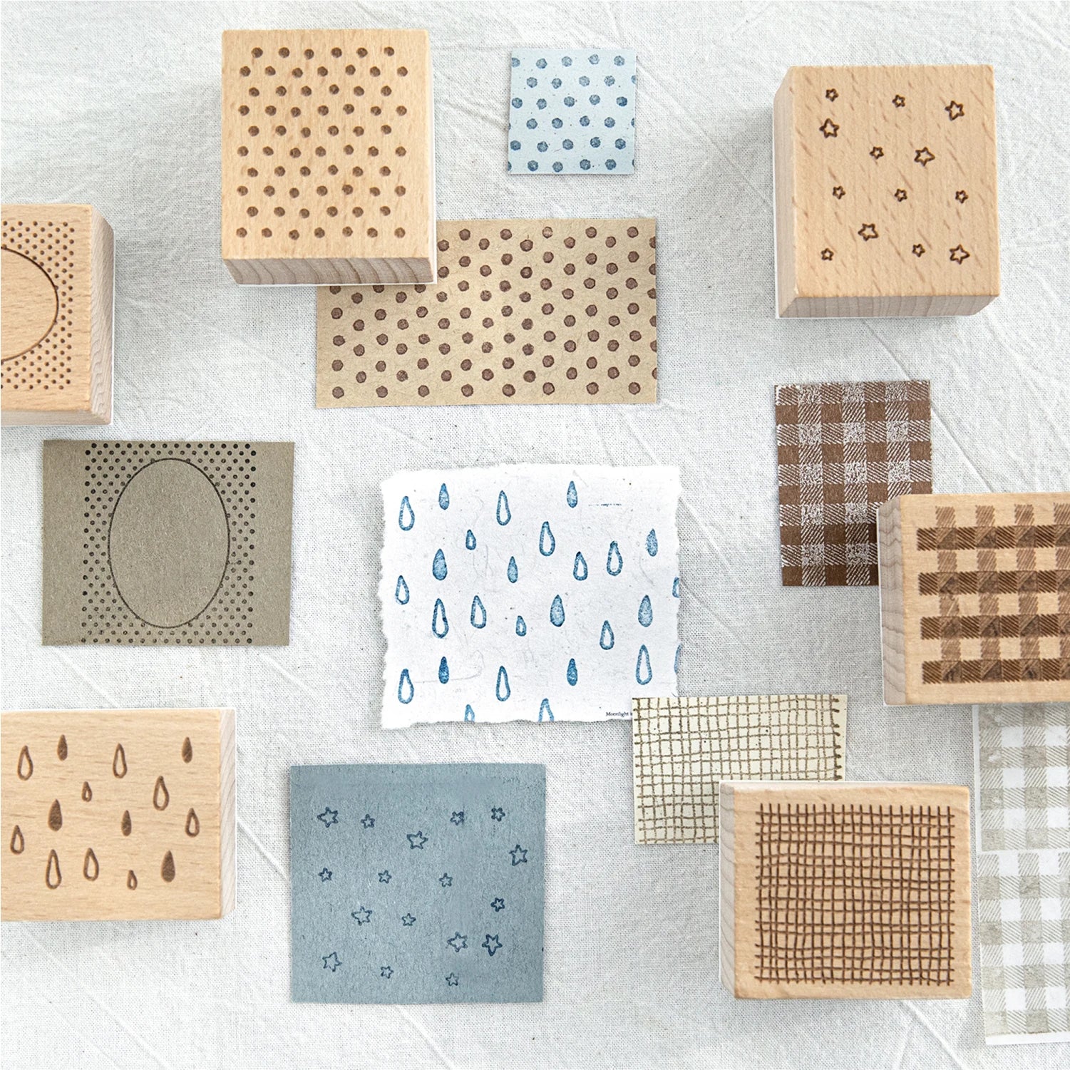 Geometric Aesthetic Wooden Rubber Stamps — DIY Scrapbooking & Card Making Set