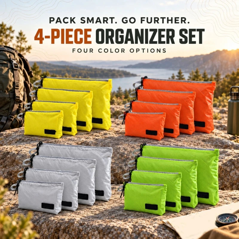 Flexible Travel Packing Bags — 4-Piece Waterproof Nylon Organizer Set