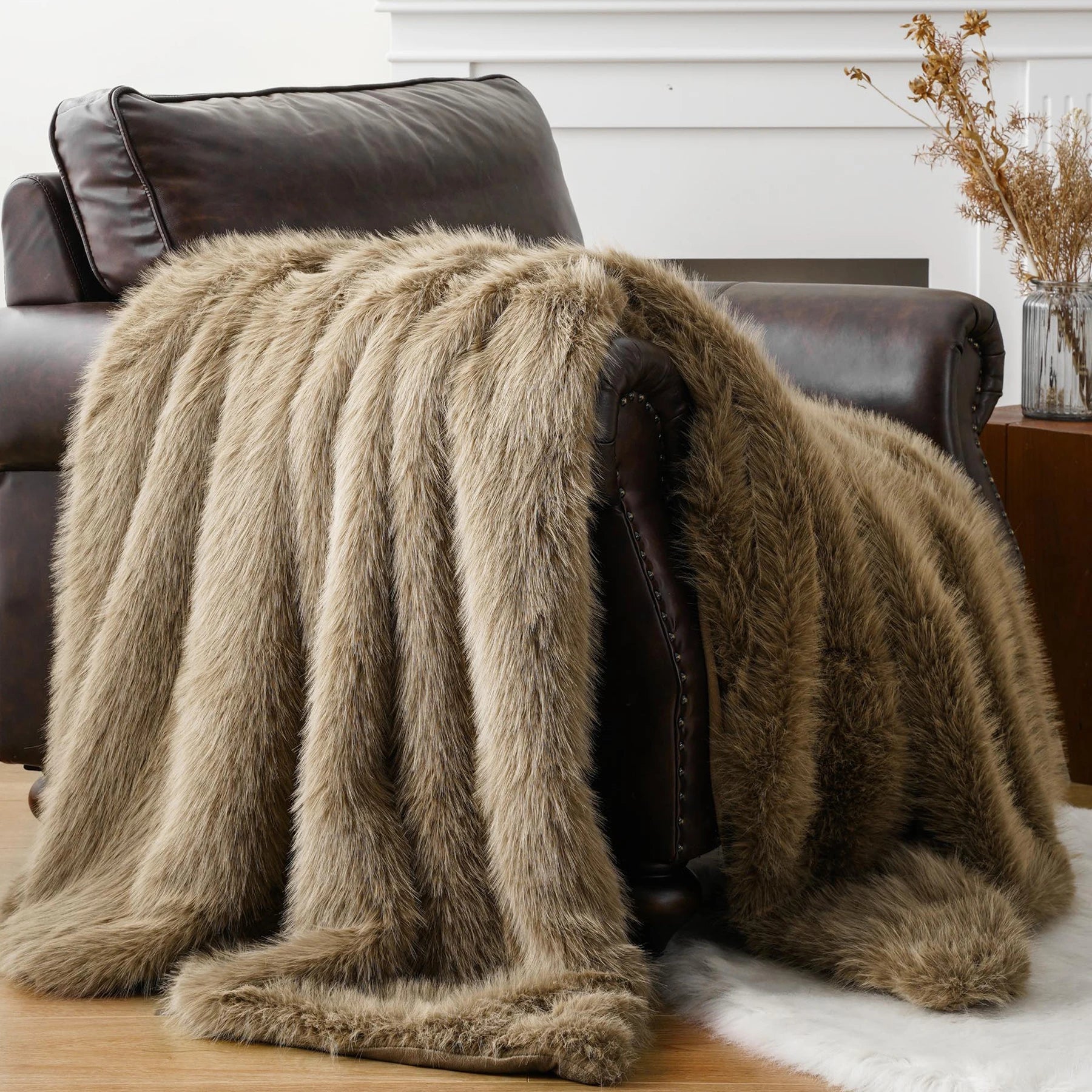 BATTILO Faux Fur Throw Blanket — Luxury Soft Mink Blanket for Bed and Sofa