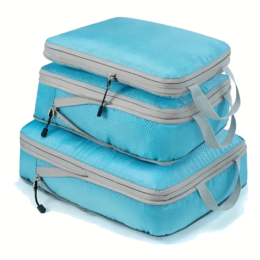 Compression Packing Cubes — Space-Saving Travel Organizers, Waterproof Nylon