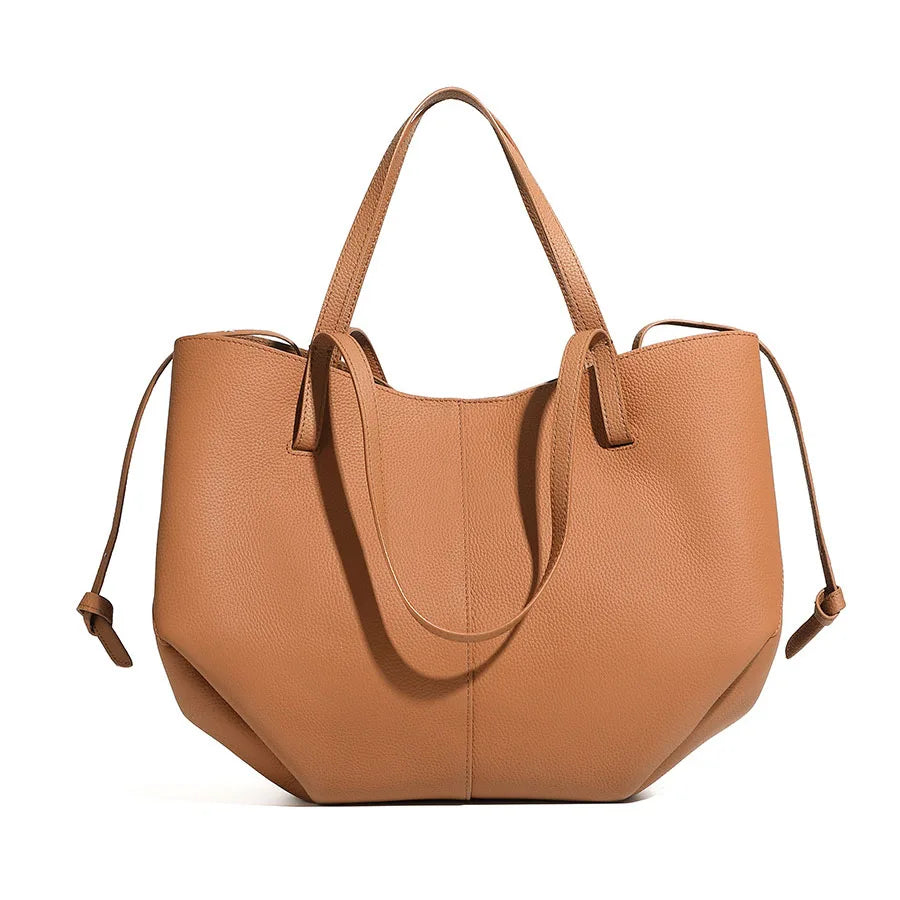 SPRINGOUT Women's Cowhide Tote Bag — Versatile Leather Handbag for Travel