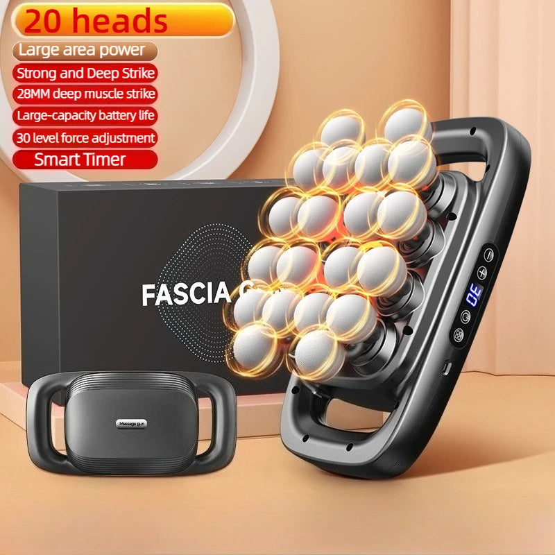 OEING Multi-Head Muscle Massager Gun — Red Light Heating & High Frequency Vibration