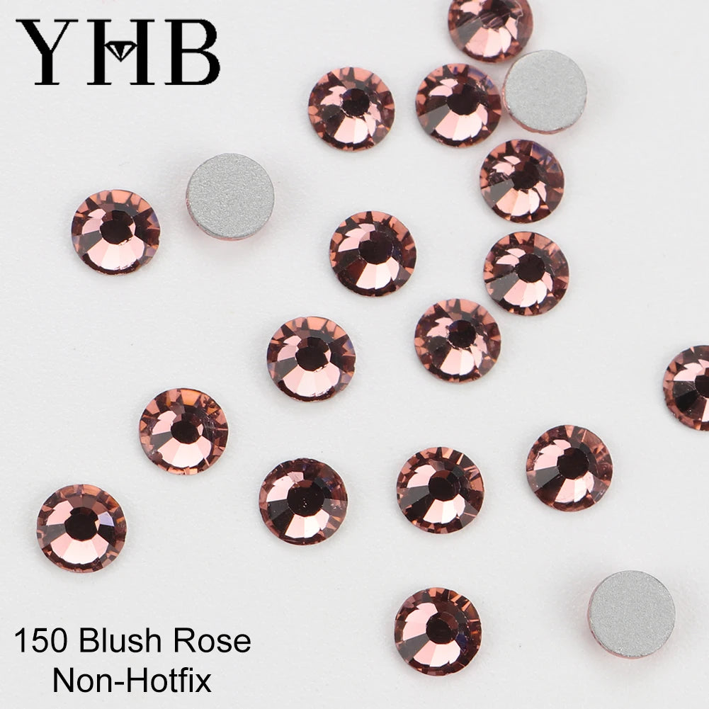 YHB Crystal Flat Back Rhinestones — Glitter Gemstones for Nails and Fabric
