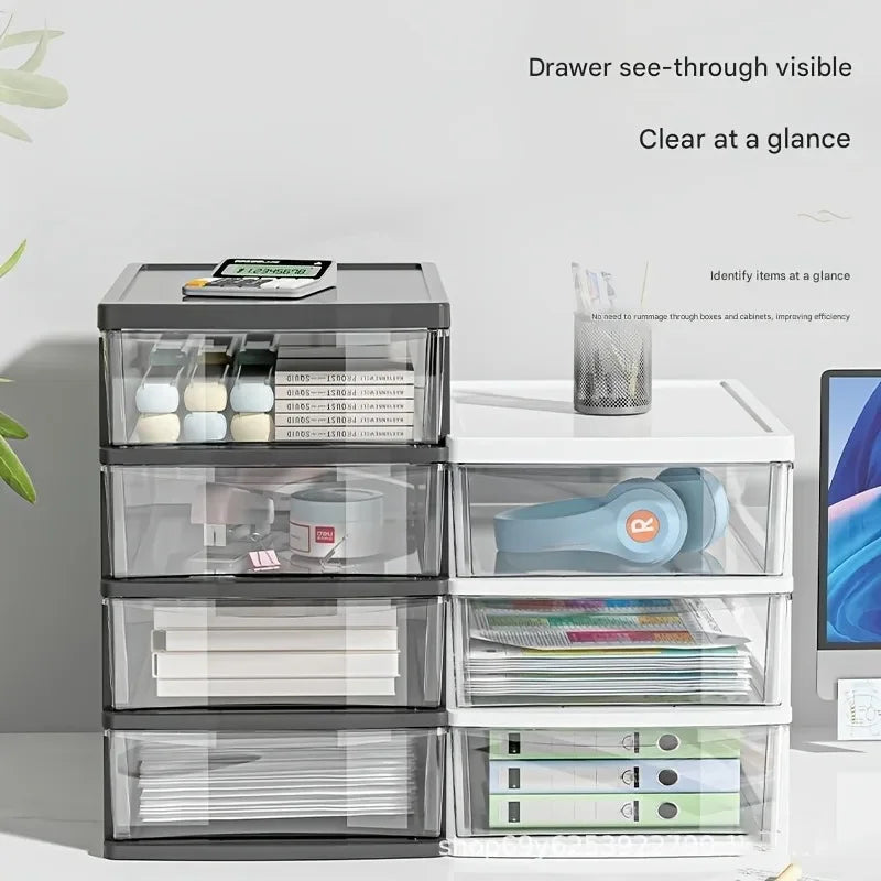 Transparent Desktop Storage Box — Multi-Tier Organizer for Stationery & Cosmetics