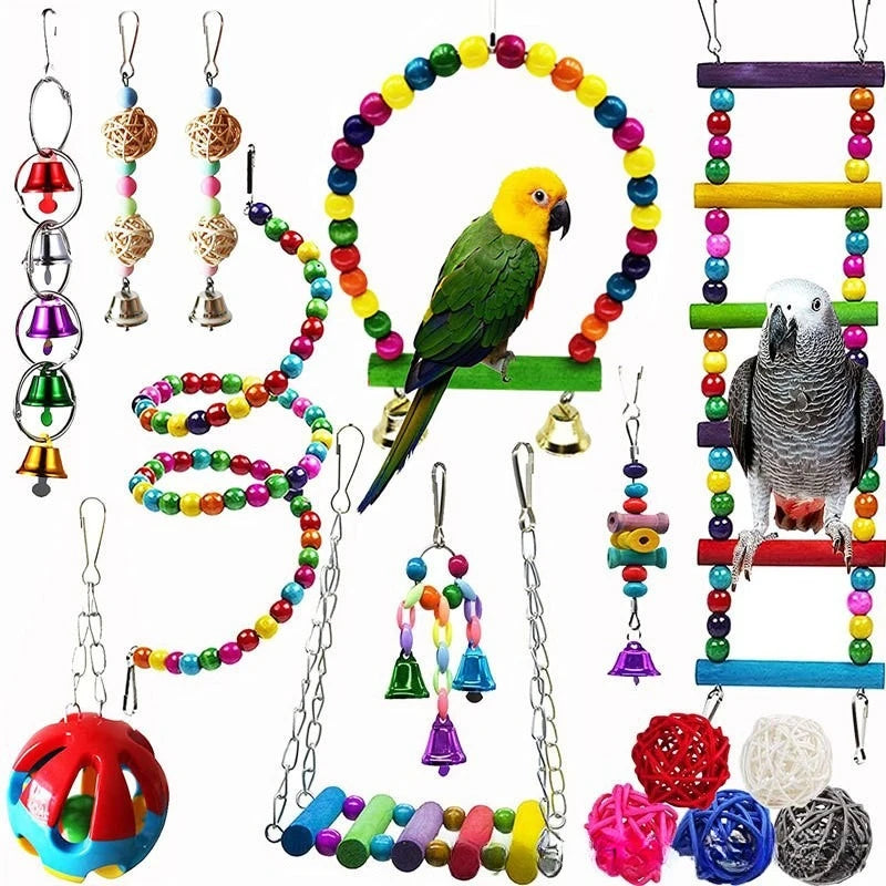 DKSTINYE Parrot Toy Set — Interactive Training Accessories for Small Birds