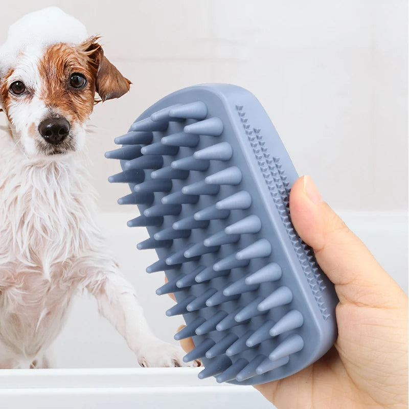 Silicone Pet Bath Brush — Ergonomic Grooming & Hair Removal Tool