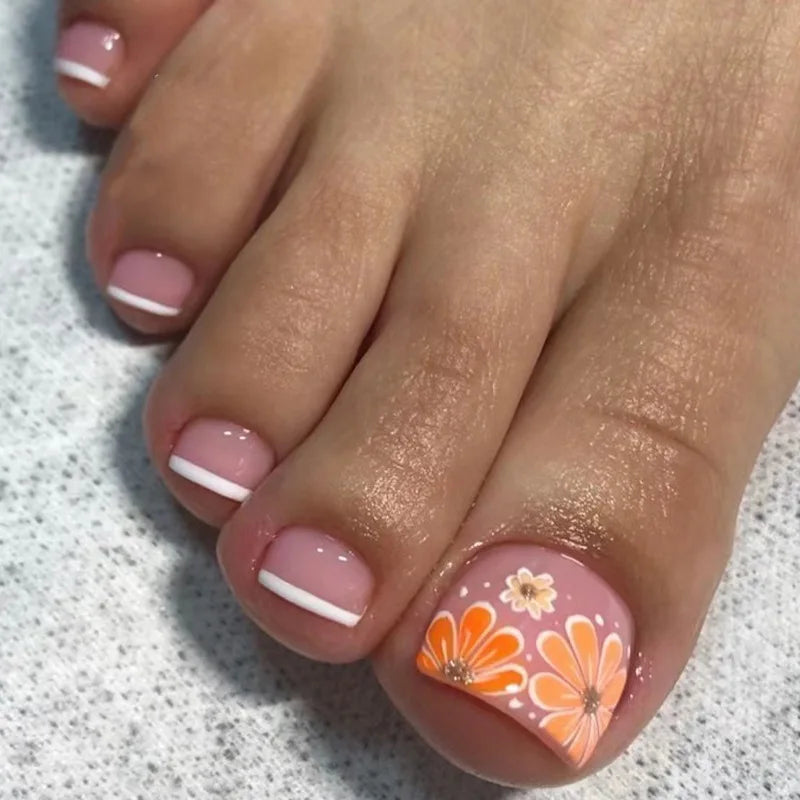 YADORNOS Press On Toenails — French Style Artificial Foot Nail Tips