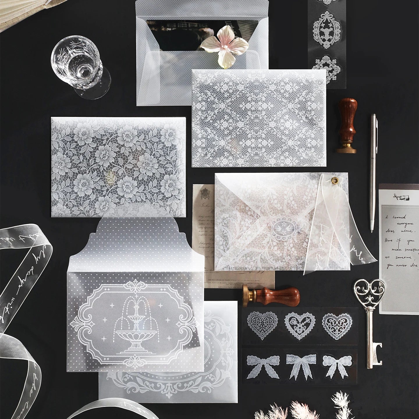 Vintage Lace Paper Envelopes — Nostalgic Postcard Storage & Letter Supplies