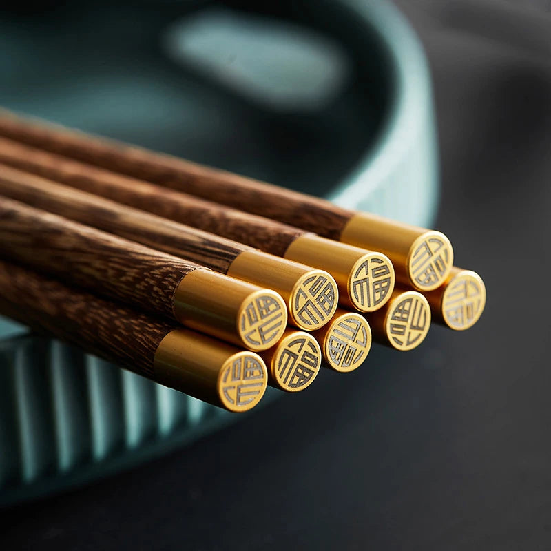 BalmyDays Wenge Wood Chopsticks — 4 Pairs of Reusable Sushi Utensils