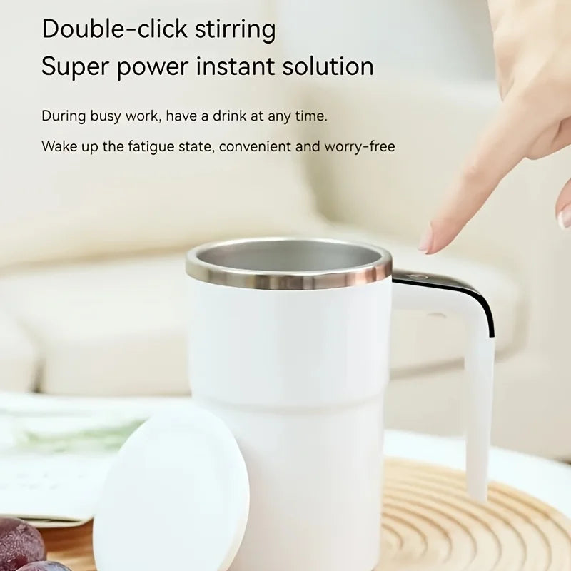 Automatic Stirring Coffee Cup — Temperature Display & Rechargeable Design