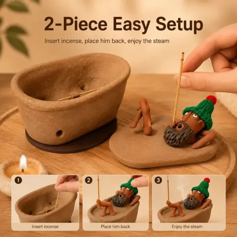 CHFENGASQ Lazy Bath Man Incense Burner — Relaxing Aromatherapy Holder