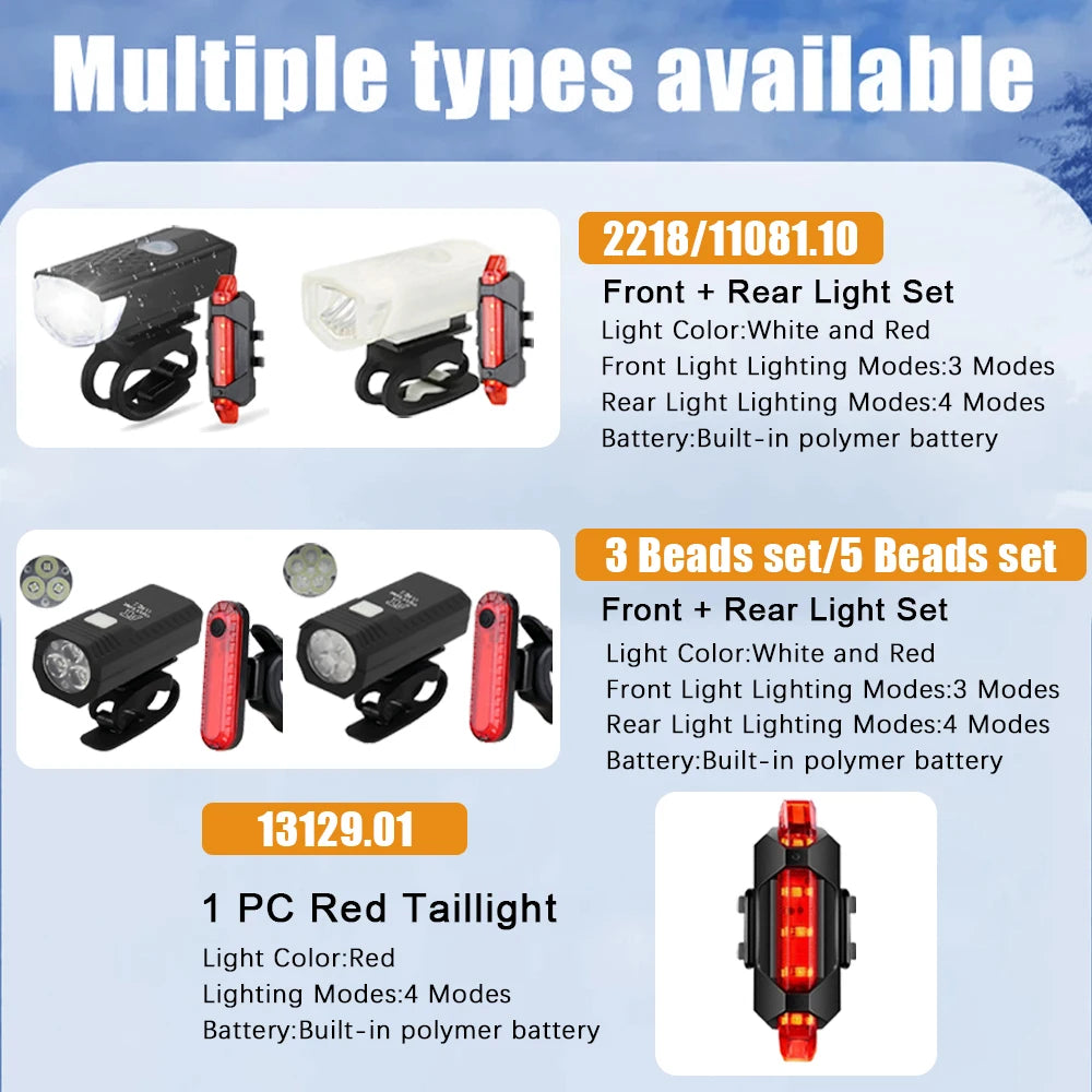 Cycle Zone USB Rechargeable Bike Light Set — Front Headlight and Rear Taillight