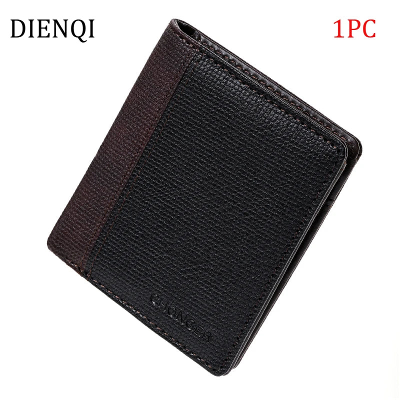 SMILEY SUNSHINE Men's Slim Bifold Wallet — Compact PU Leather Card Holder