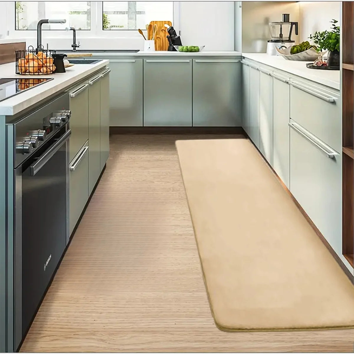 Thickened Flannel Kitchen Floor Mat — Non-Slip Absorbent Rug
