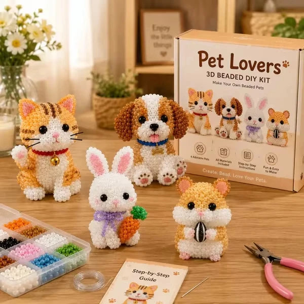DIY 3D Beaded Animal Craft Kit — Handmade Miniature Decor Set