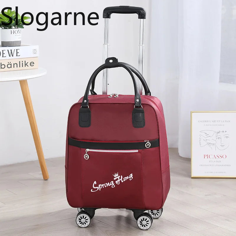 Rolling Travel Luggage Bag — Waterproof Oxford Cloth Suitcase with Wheels