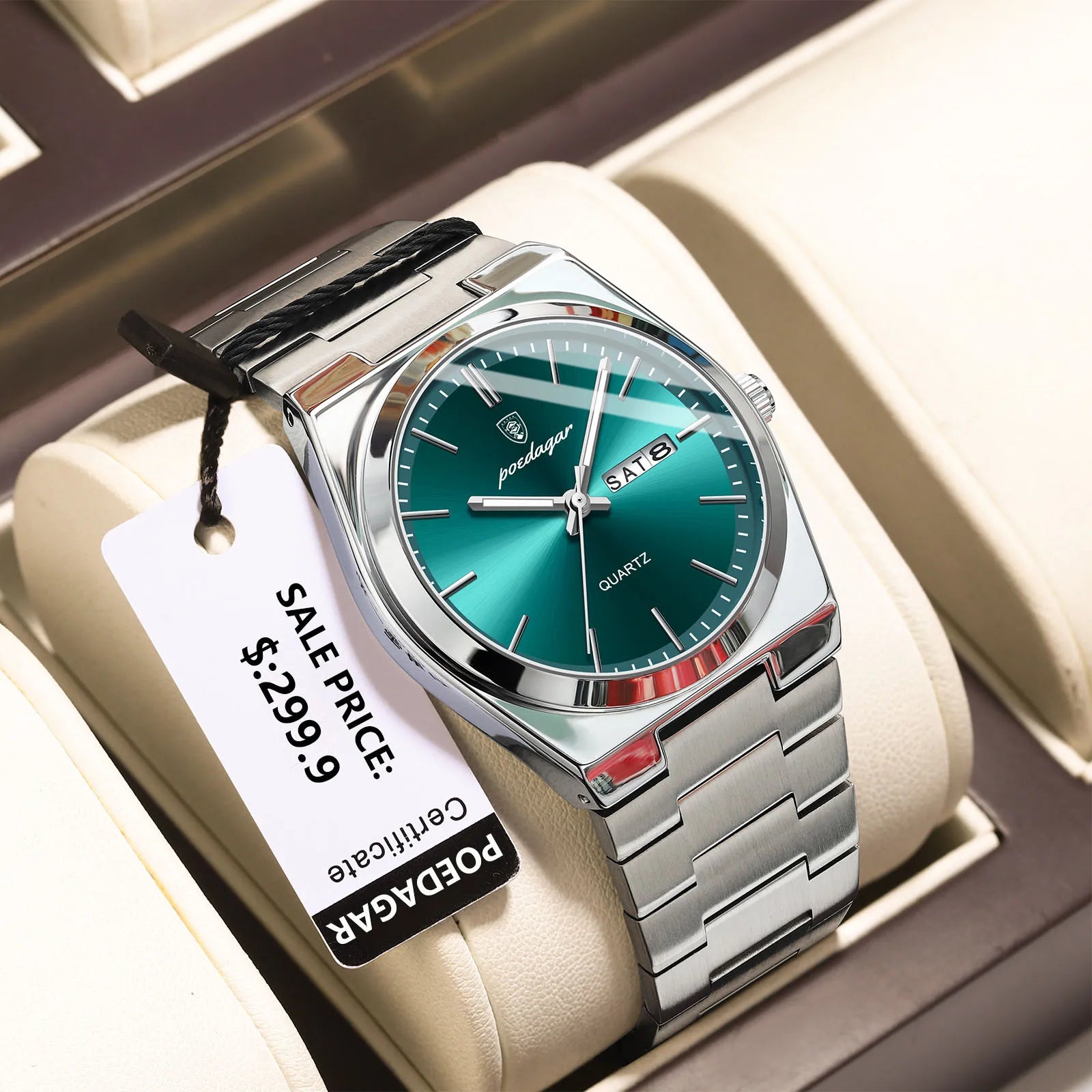 POEDAGAR Luxury Men's Quartz Watch — Stainless Steel Waterproof Wristwatch