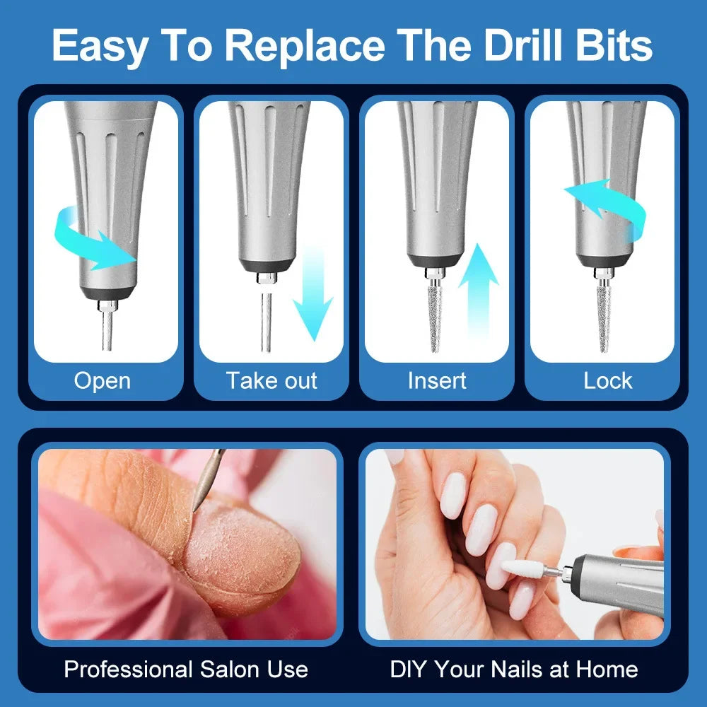 Houselin Electric Nail Drill — Portable Cordless Manicure & Pedicure Kit